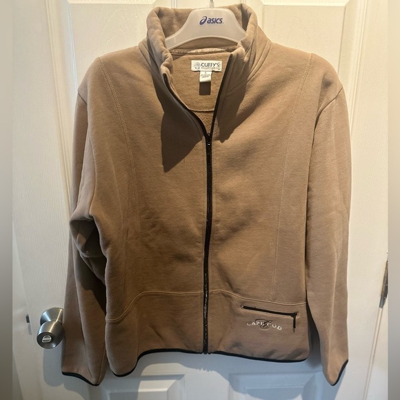 Cuffy's Jacket Womens Large Brown Fleece Lined Zip Relaxed Embroidered Cape Cod - Picture 1 of 5